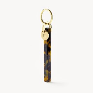 Bar Keychain in Classic Tortoise - Gold