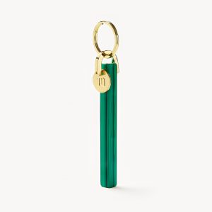 Bar Keychain in Malachite - Gold