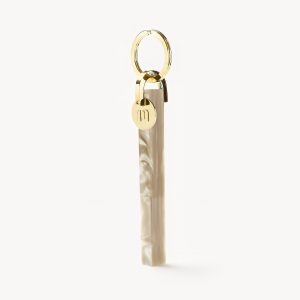 Bar Keychain in Sand Shell - Gold