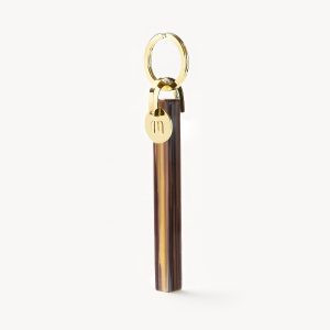 Bar Keychain in Tigers Eye - Gold