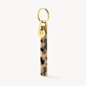 Bar Keychain in Blonde Tortoise - Gold
