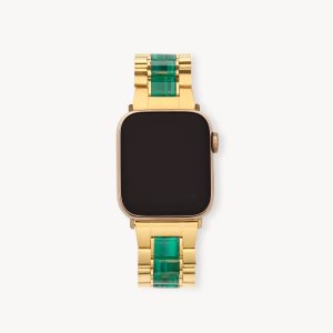 Boyfriend Watch Band in Gold / Malachite