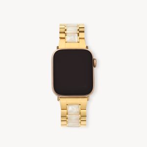 Boyfriend Watch Band in Gold / White Shell