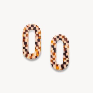 Chunky Link Charms in Tortoise Checker