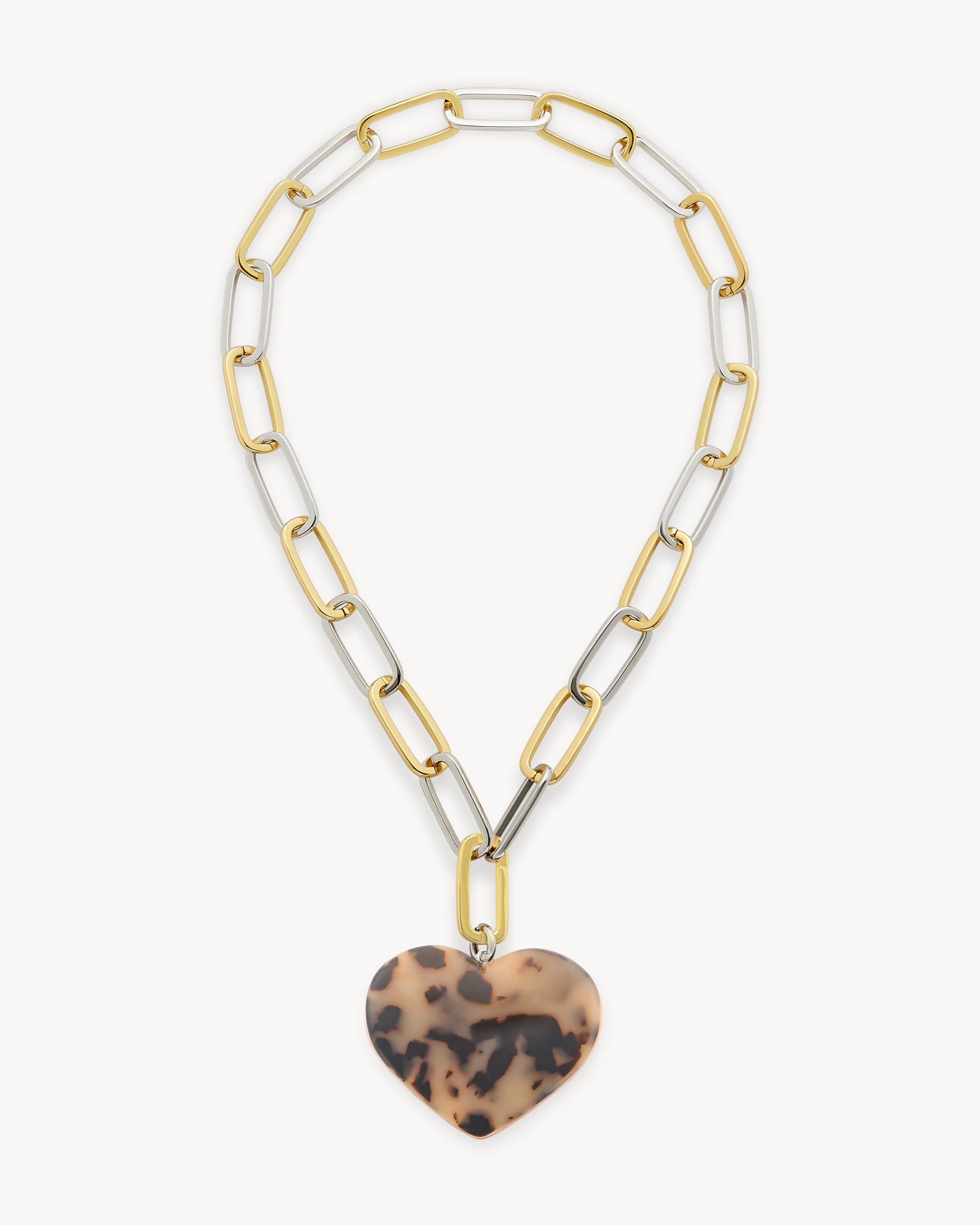 Grande Heart Pendant Necklace in Blonde Tortoise