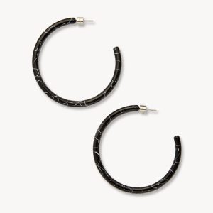 Large Hoops in Black Marble