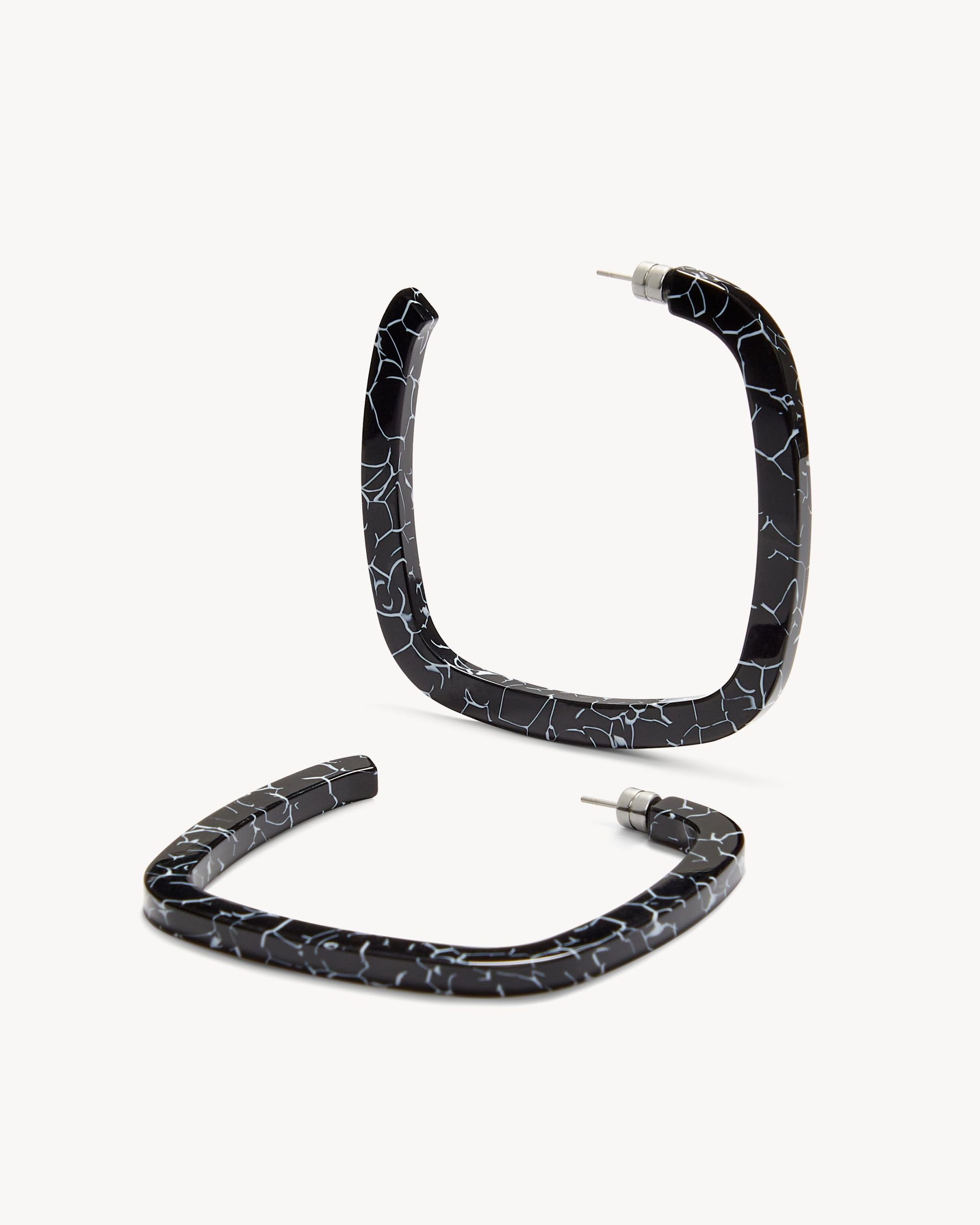 Large Square Hoops in Black Marble - Image 3