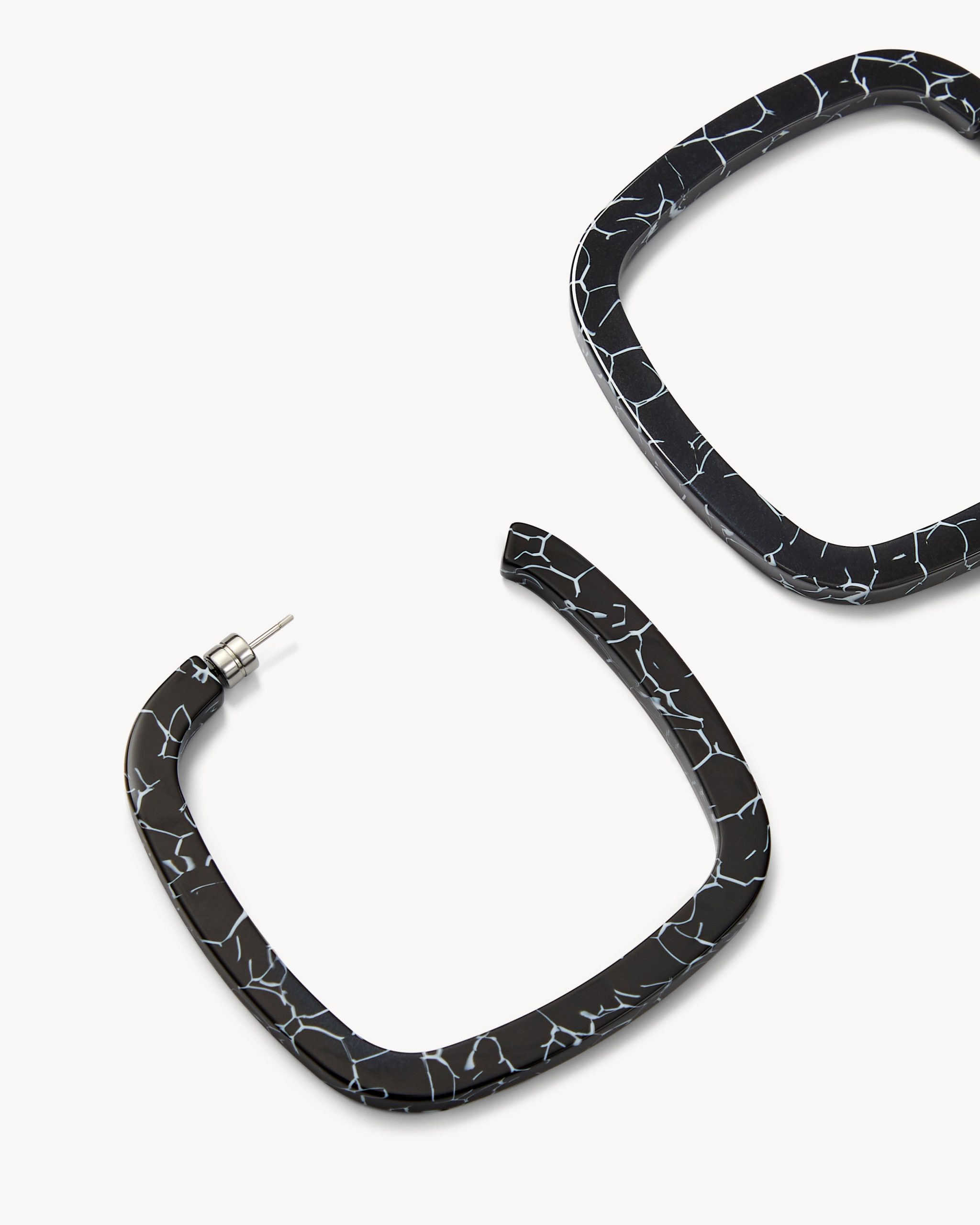 Large Square Hoops in Black Marble - Image 2