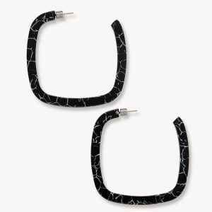 Large Square Hoops in Black Marble