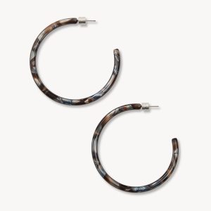 Large Hoops in Blue Horn