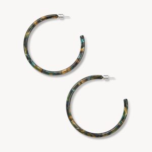 Large Hoops in Green Tortoise