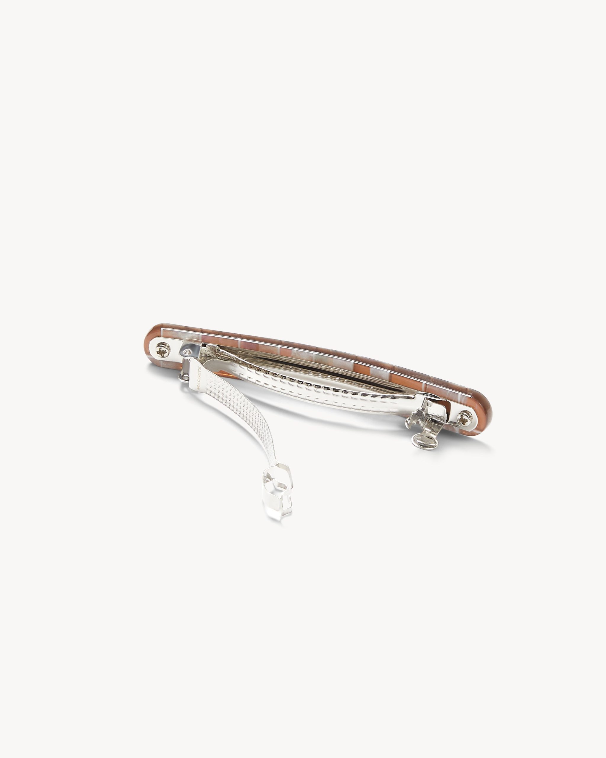 Midi Paris Barrette in Brown Shell Checker - Image 2