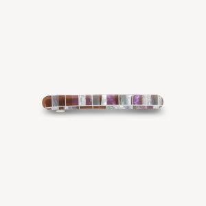 Midi Paris Barrette in Brown Shell Checker