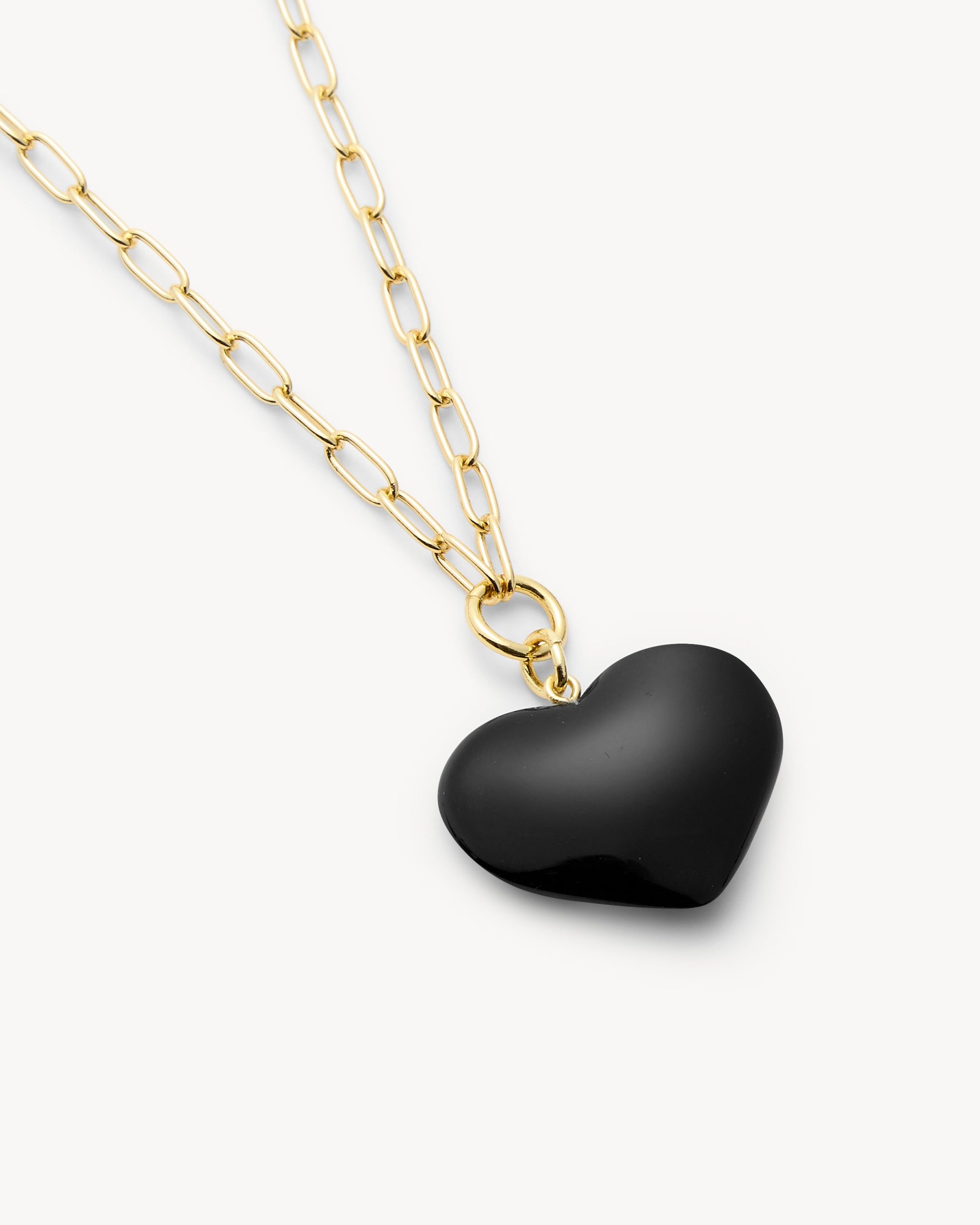 Midi Heart Pendant Necklace in Black - Image 2
