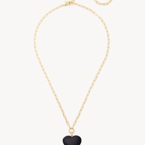 Midi Heart Pendant Necklace in Black