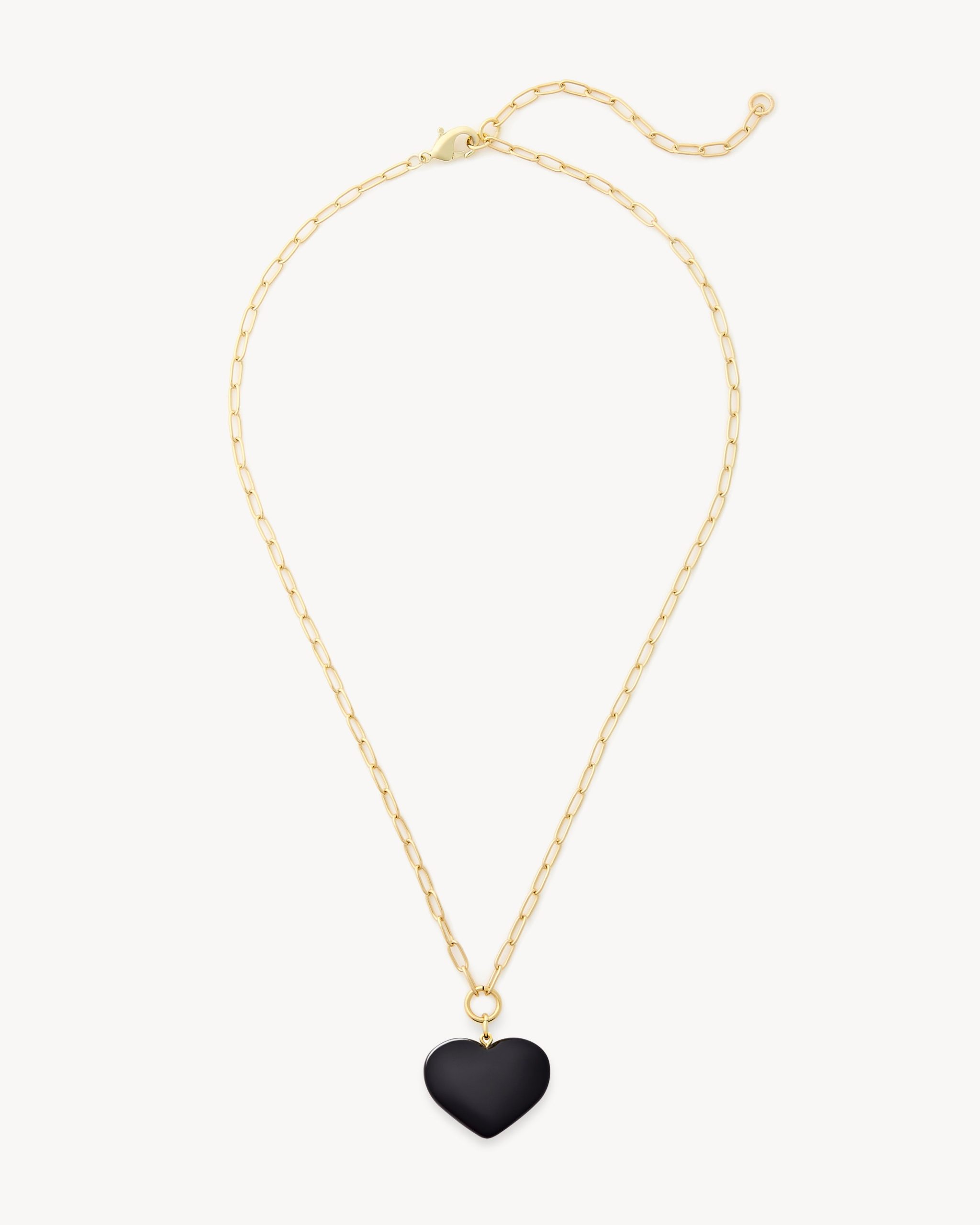 Midi Heart Pendant Necklace in Black