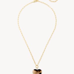 Midi Heart Pendant Necklace in Blonde Tortoise