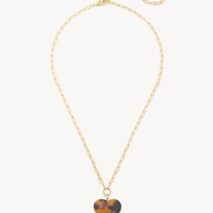 Midi Heart Pendant Necklace in Classic Tortoise