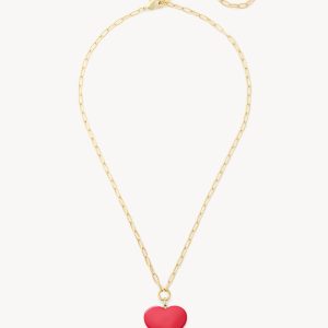 Midi Heart Pendant Necklace in Ruby