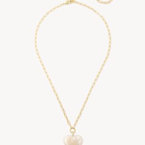 Midi Heart Pendant Necklace in White Shell