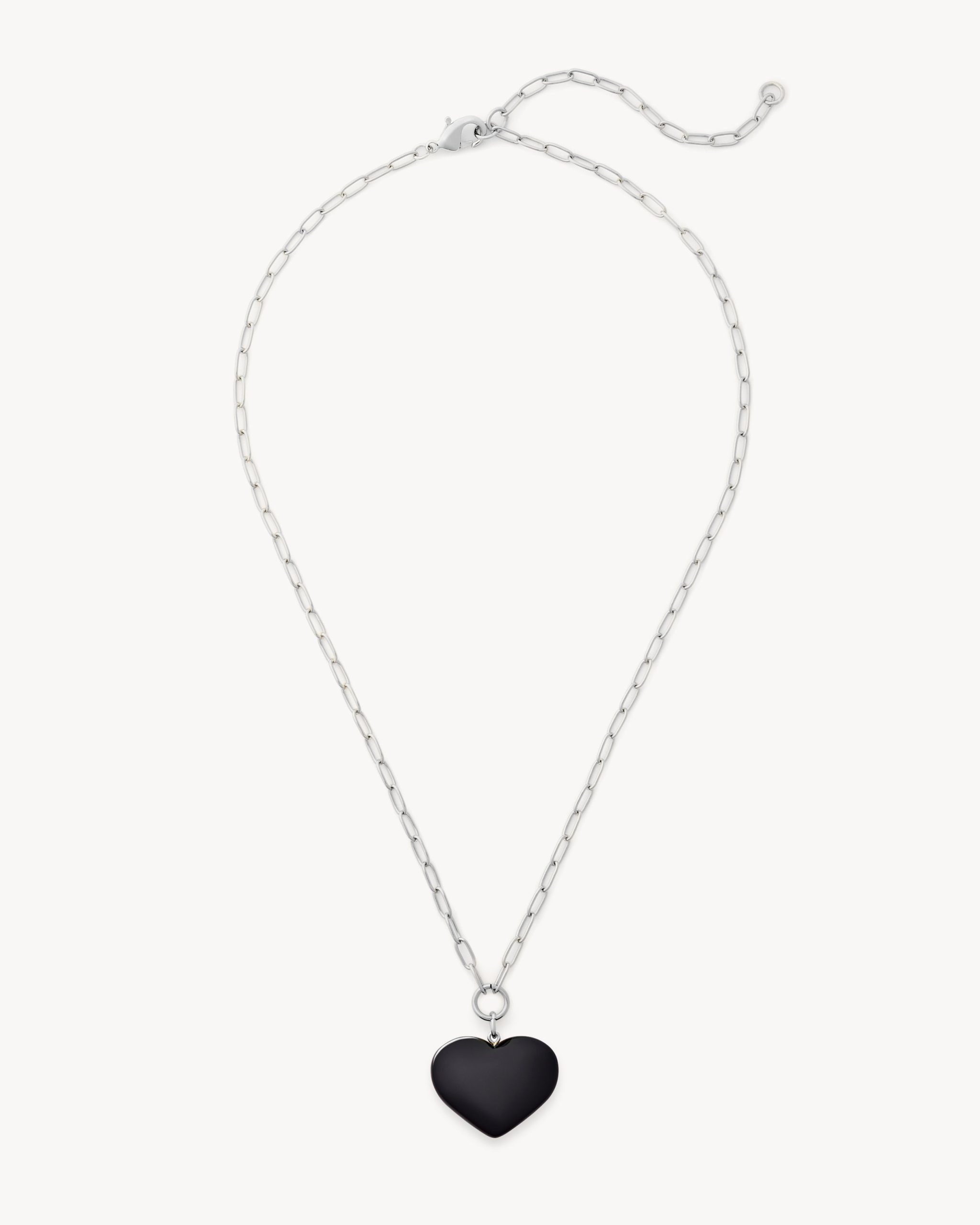 Midi Heart Pendant Necklace in Black - Image 3