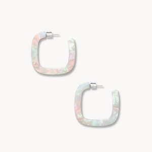 Midi Square Hoops in Astral Mint