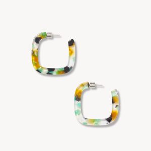 Midi Square Hoops in Lagune
