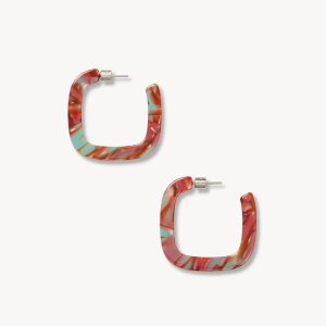 Midi Square Hoops in Mulberry