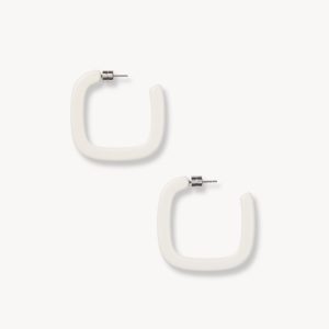 Midi Square Hoops in White
