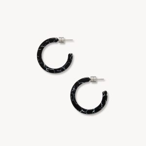 Mini Hoops in Black Marble