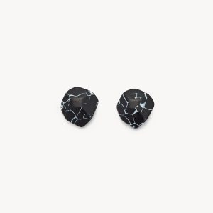 Mini Sculpture Studs in Black Marble