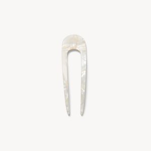 Mini French Hair Pin in White Shell