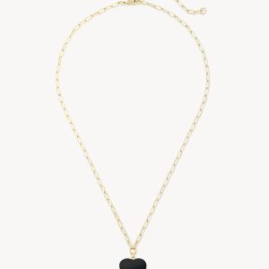 Mini Heart Pendant Necklace in Black