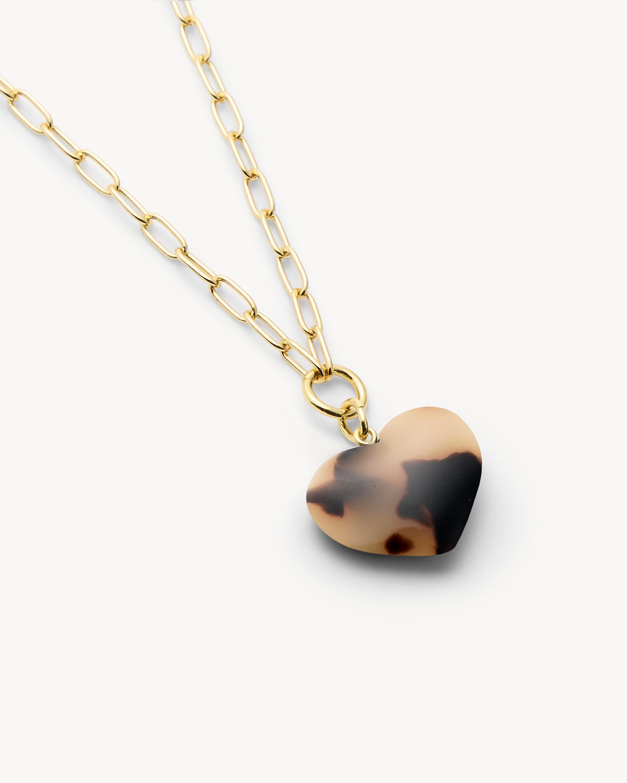 Mini Heart Pendant Necklace in Blonde Tortoise - Image 2
