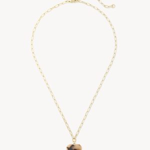 Mini Heart Pendant Necklace in Blonde Tortoise
