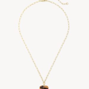 Mini Heart Pendant Necklace in Classic Tortoise