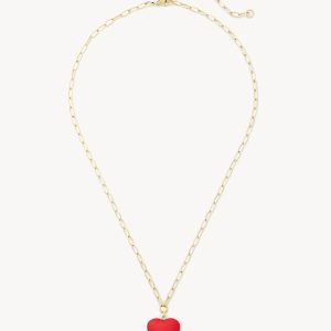 Mini Heart Pendant Necklace in Ruby