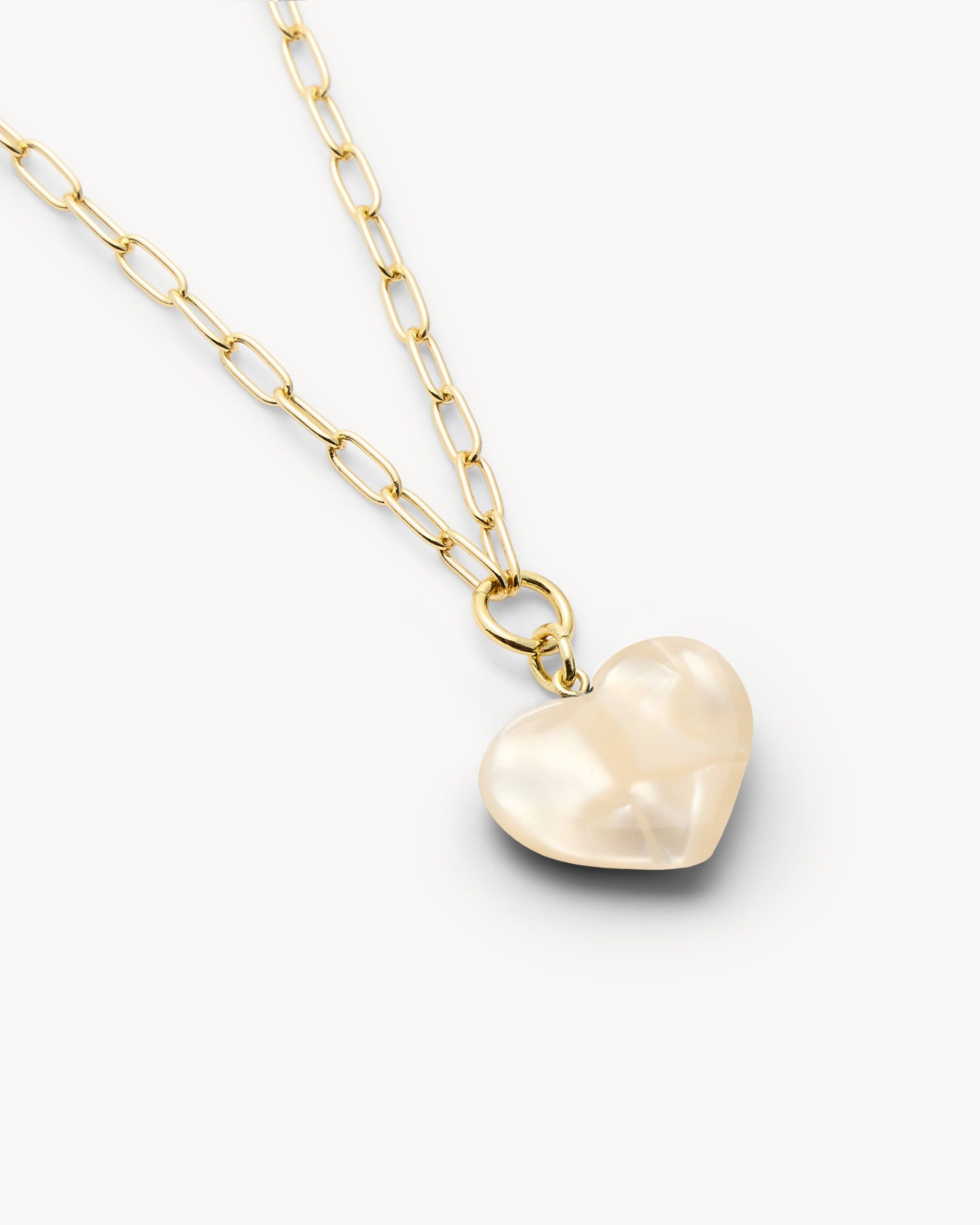 Mini Heart Pendant Necklace in White Shell - Image 2