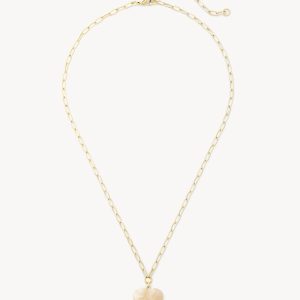Mini Heart Pendant Necklace in White Shell