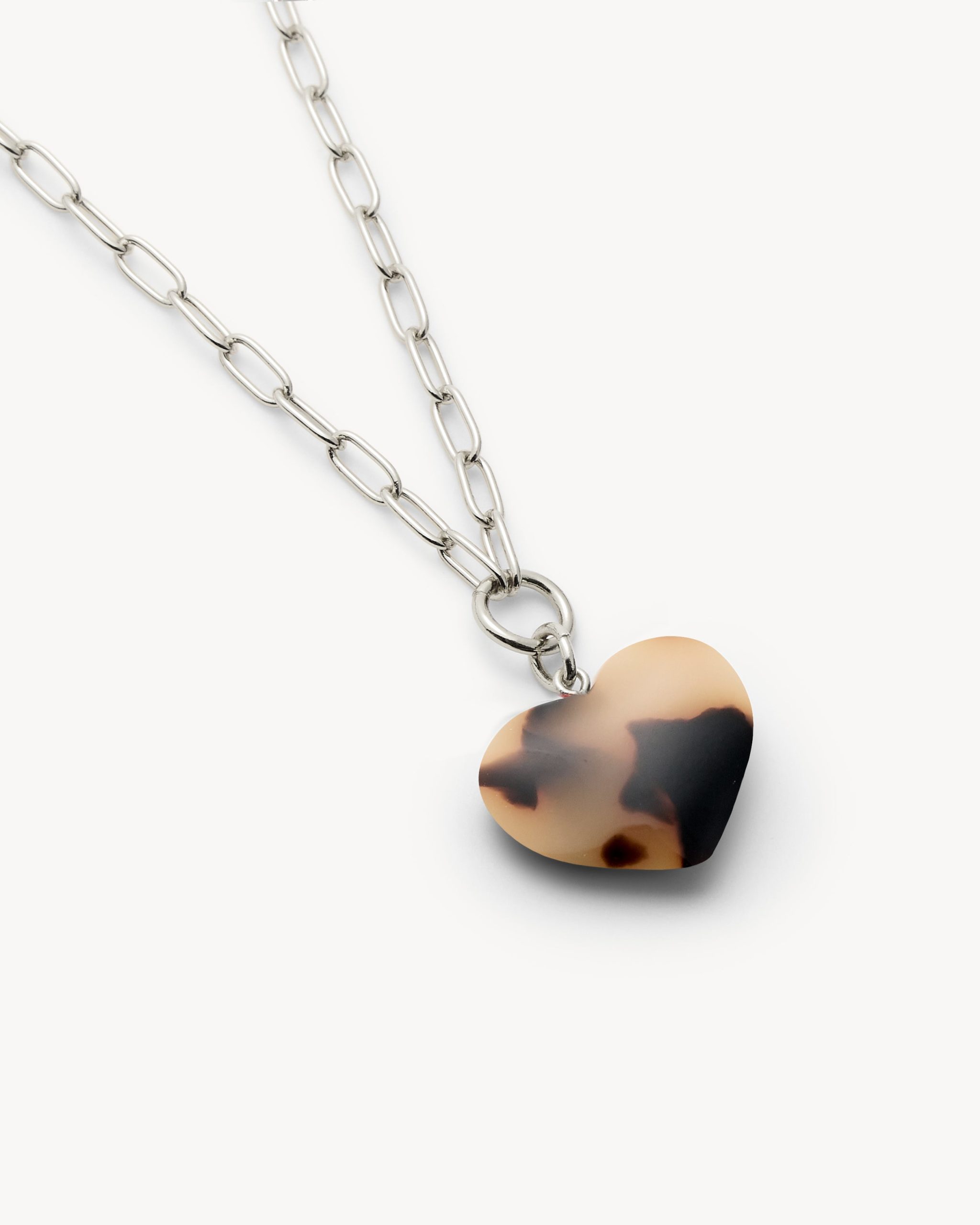 Mini Heart Pendant Necklace in Blonde Tortoise - Image 4