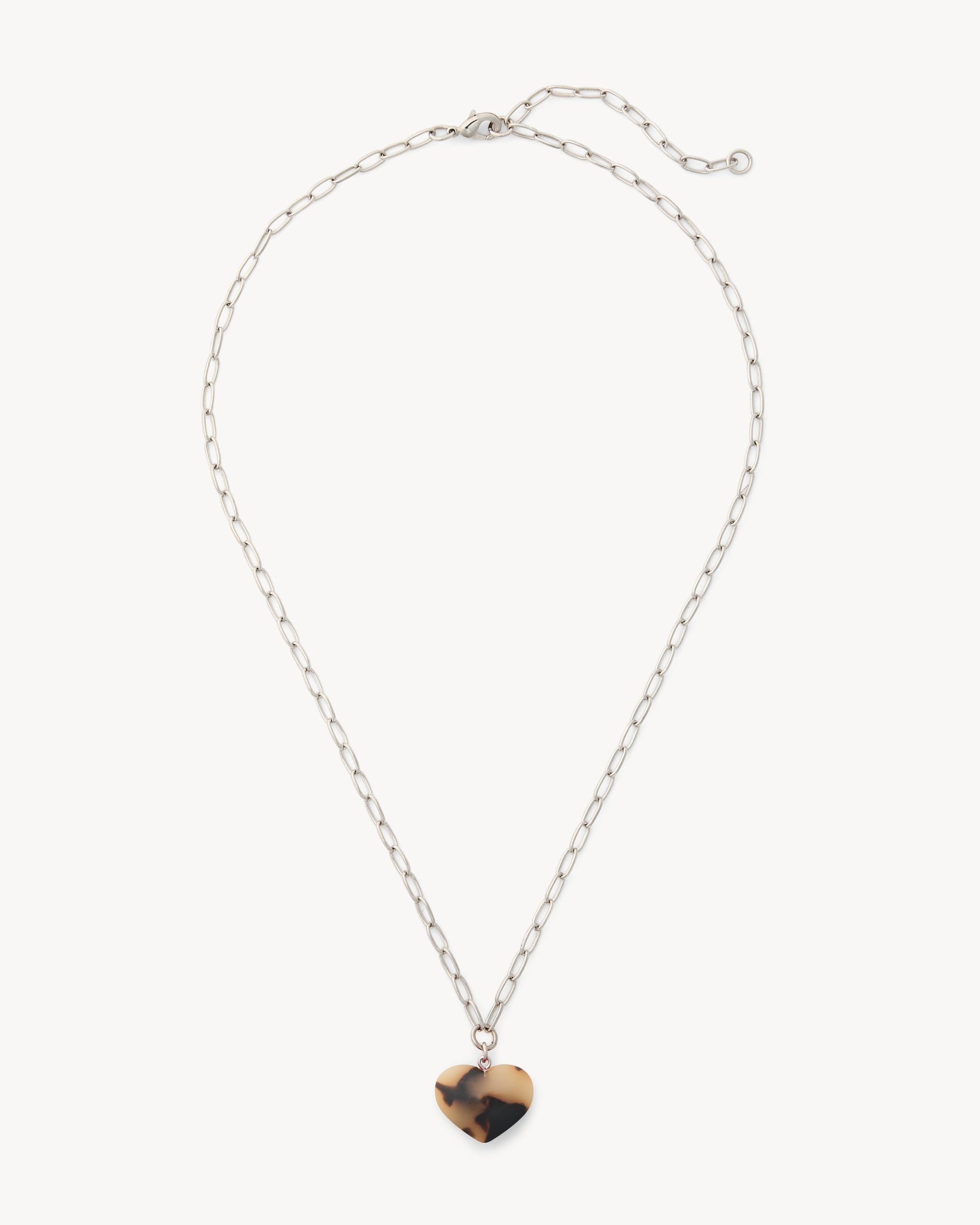 Mini Heart Pendant Necklace in Blonde Tortoise - Image 3