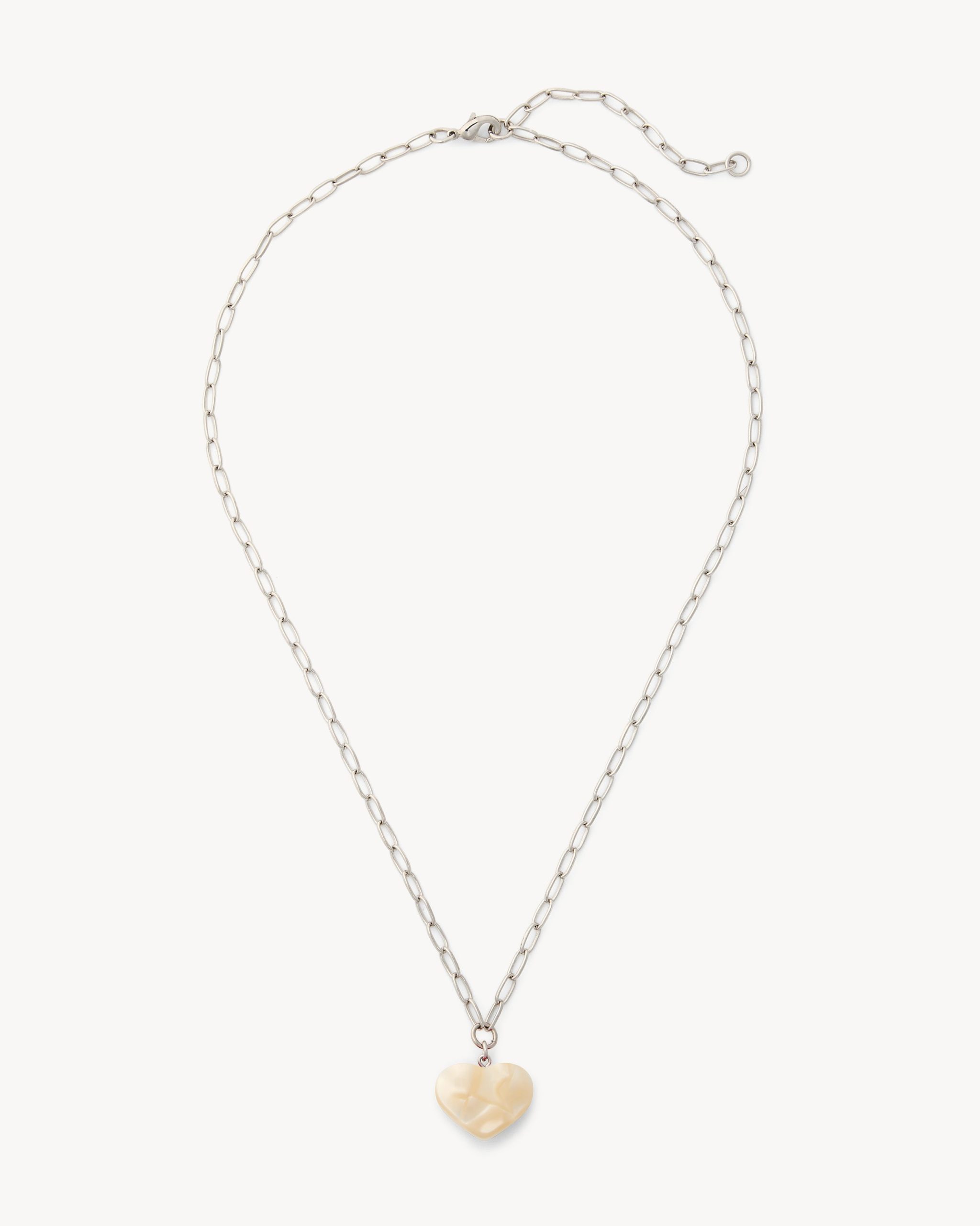 Mini Heart Pendant Necklace in White Shell - Image 3