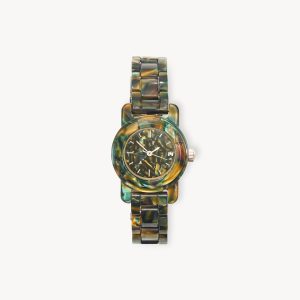 Mini Mono Watch in Green Tortoise