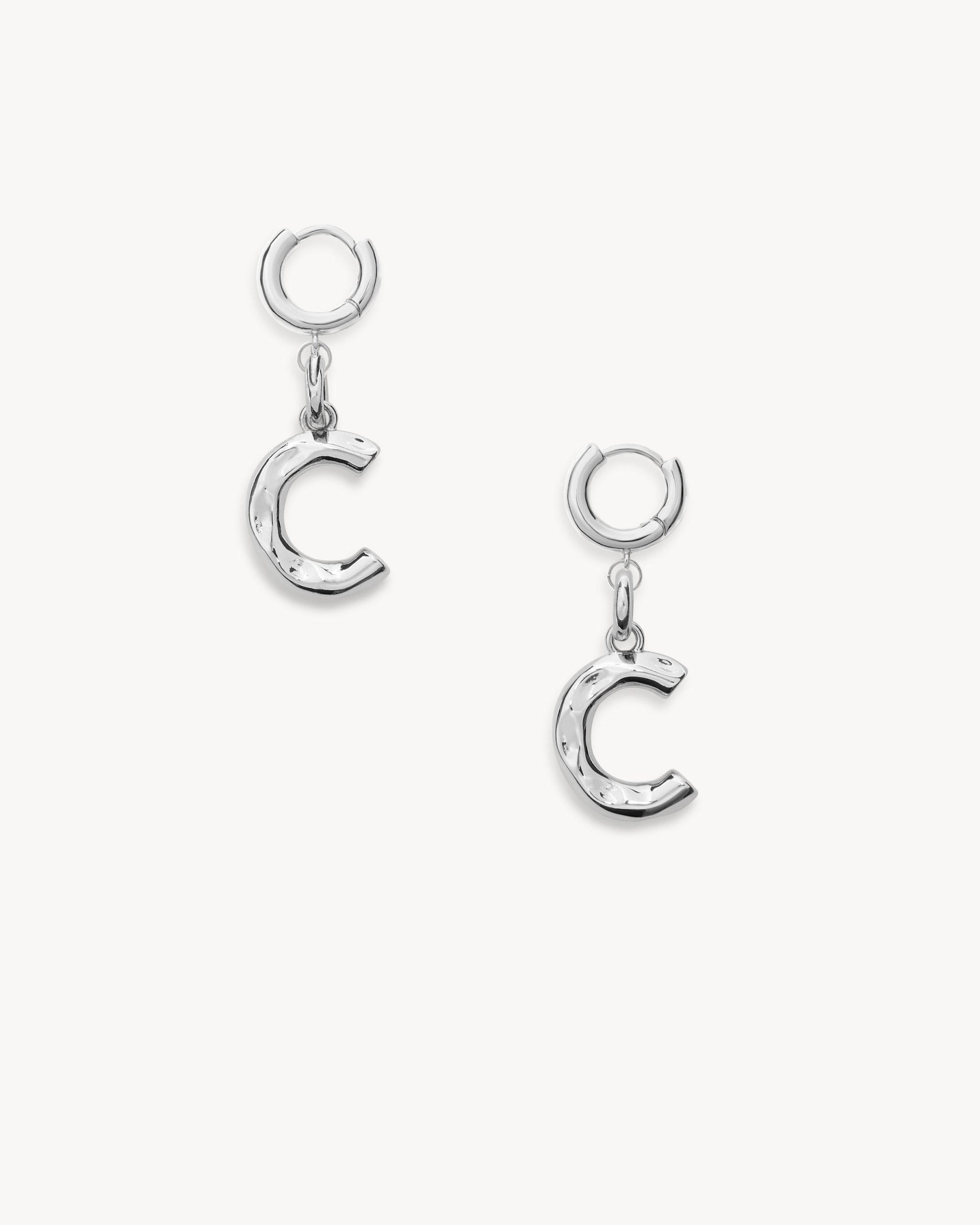 Monogram Huggie in Silver - Image 6
