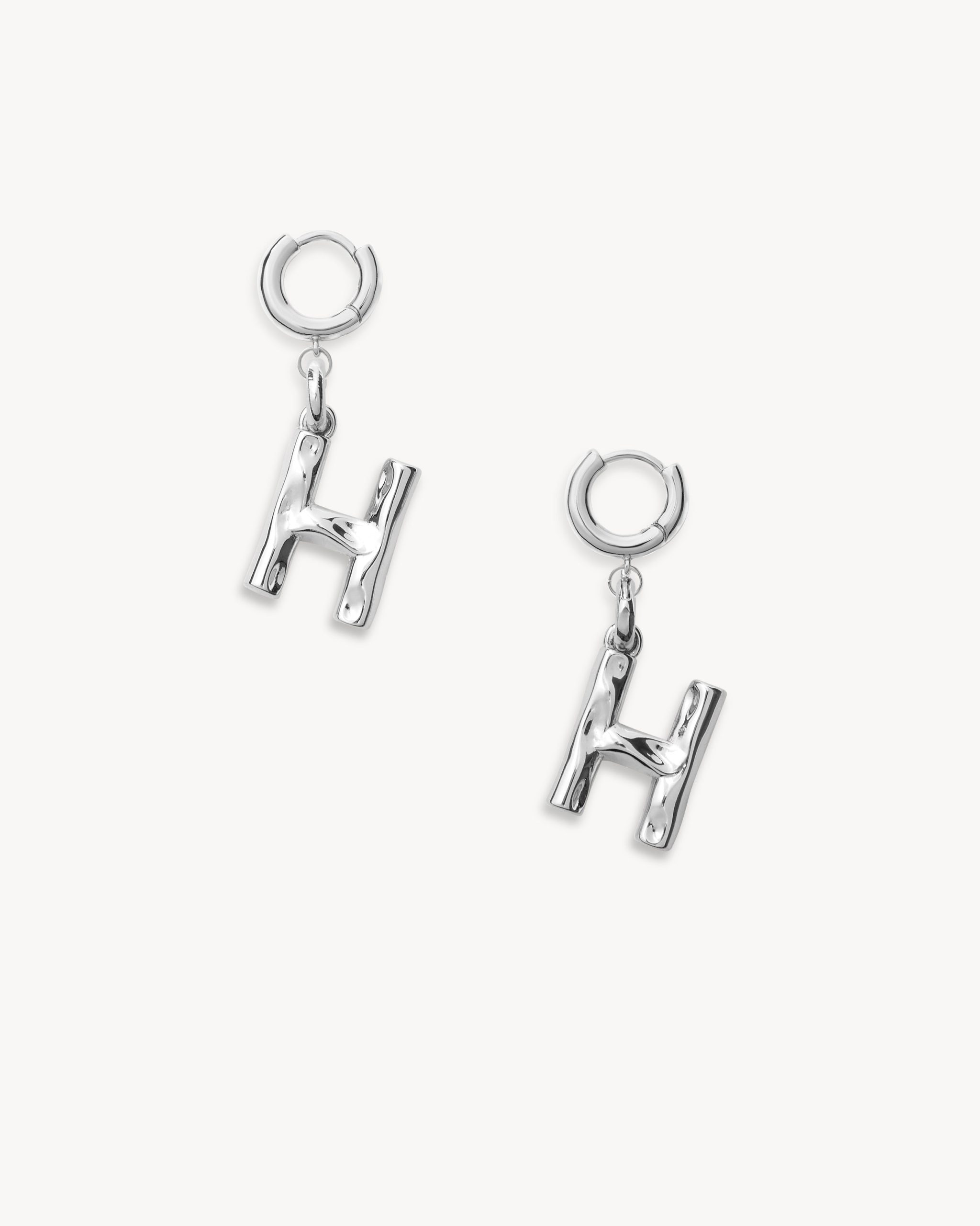 Monogram Huggie in Silver - Image 9