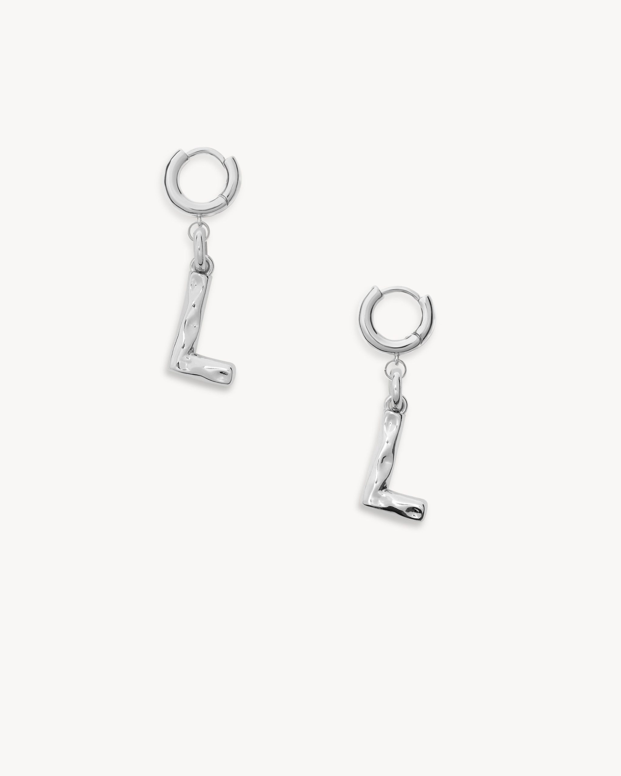 Monogram Huggie in Silver - Image 12