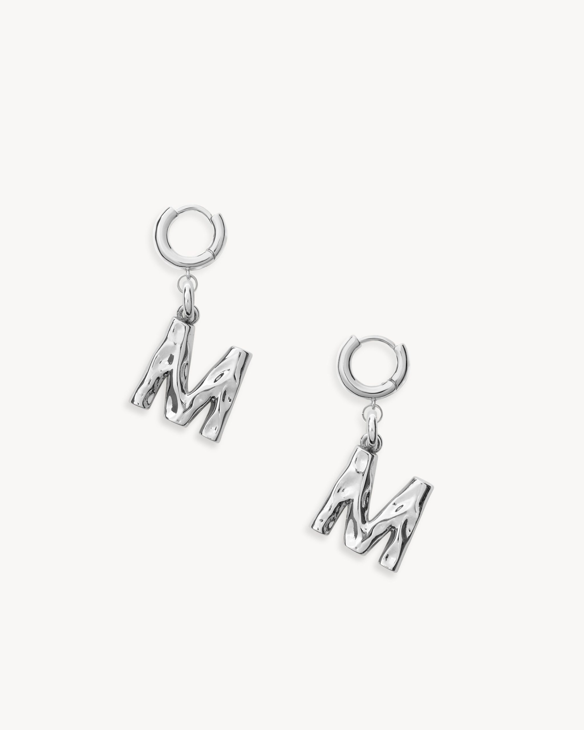 Monogram Huggie in Silver