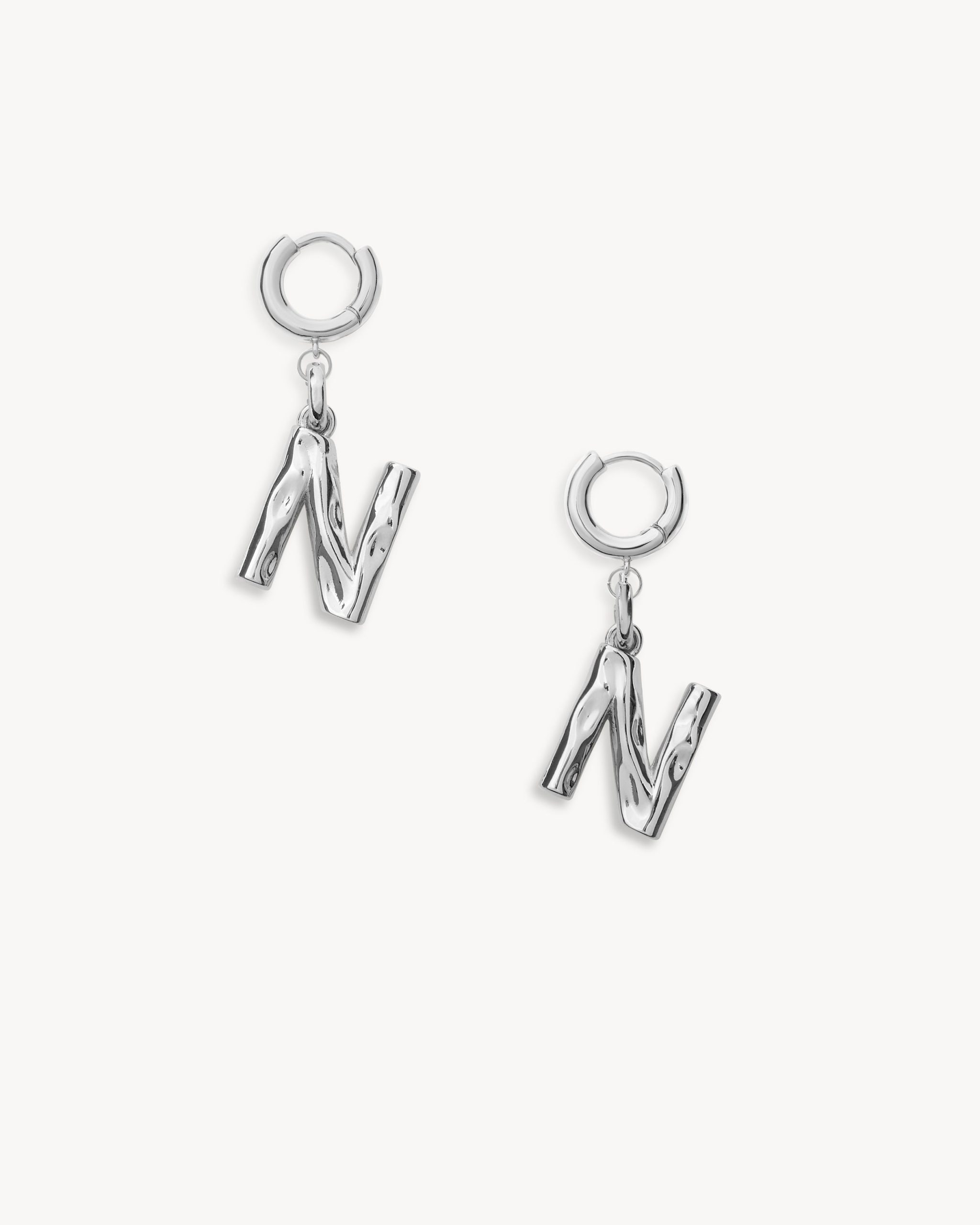 Monogram Huggie in Silver - Image 13