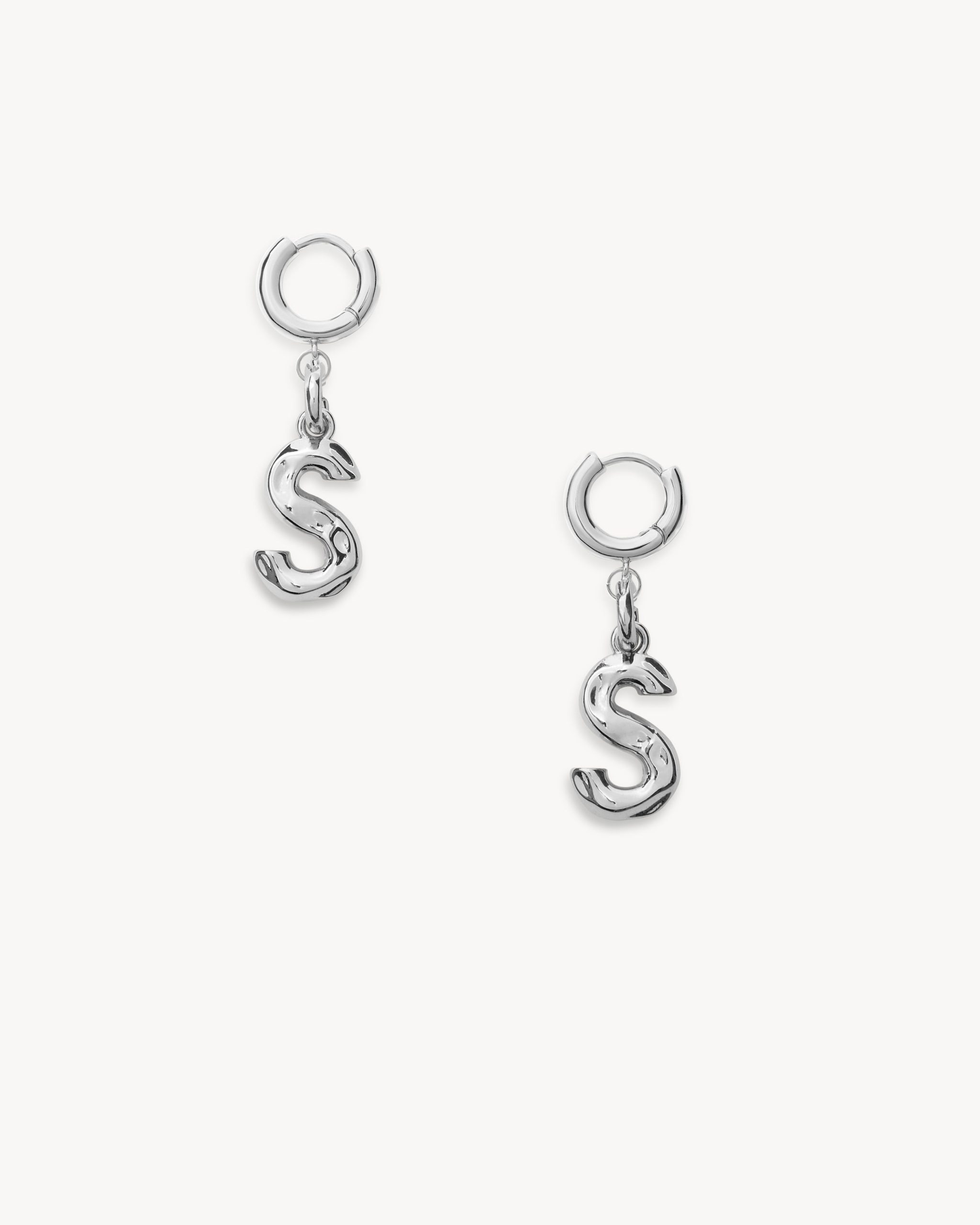 Monogram Huggie in Silver - Image 15