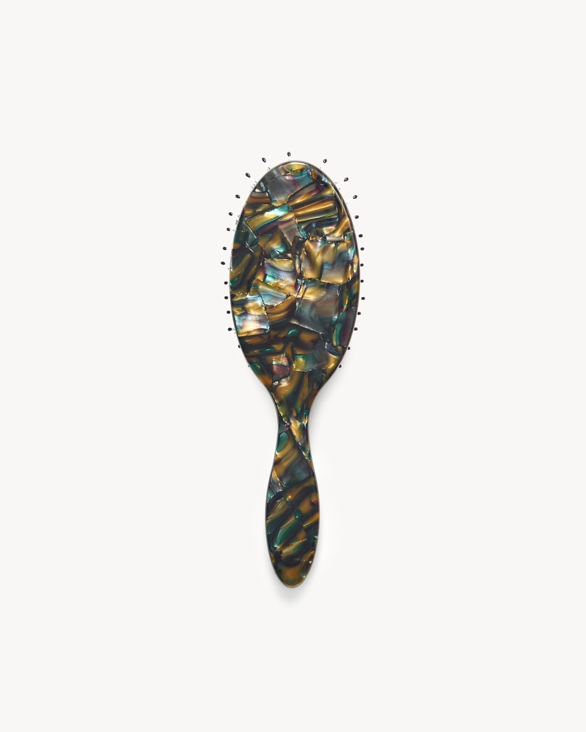 Travel Hair Brush in Green Tortoise - Image 3